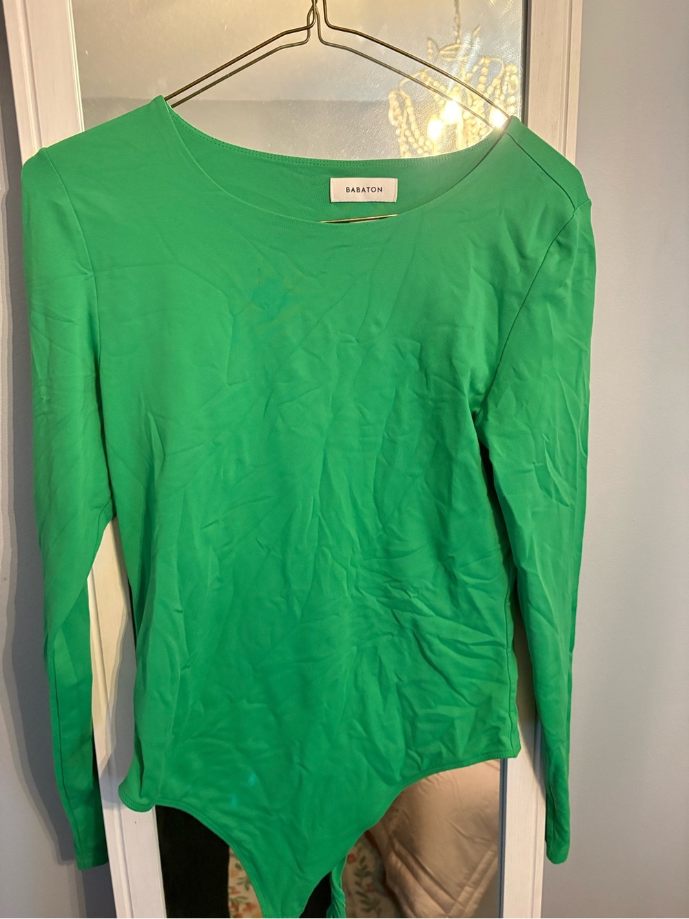Babaton Emerald Green Long-Sleeve Scoop-Neck Bodysuit